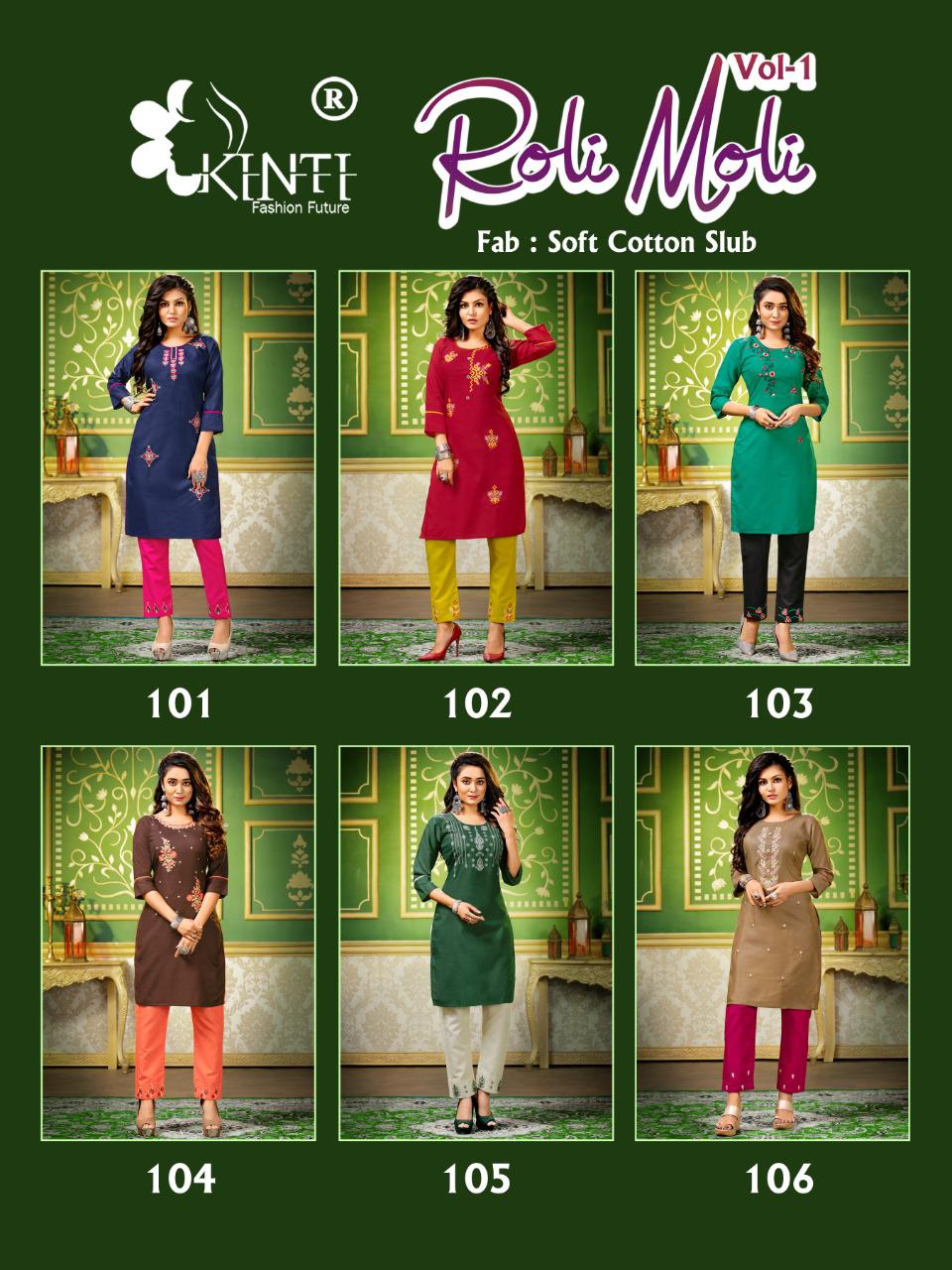 Kinti Roli Moli Ethnic Wear Designer Embroidered Kurtis With Bottom Collection
